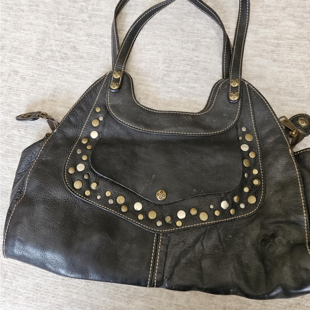 Black Studded Leather Handbag